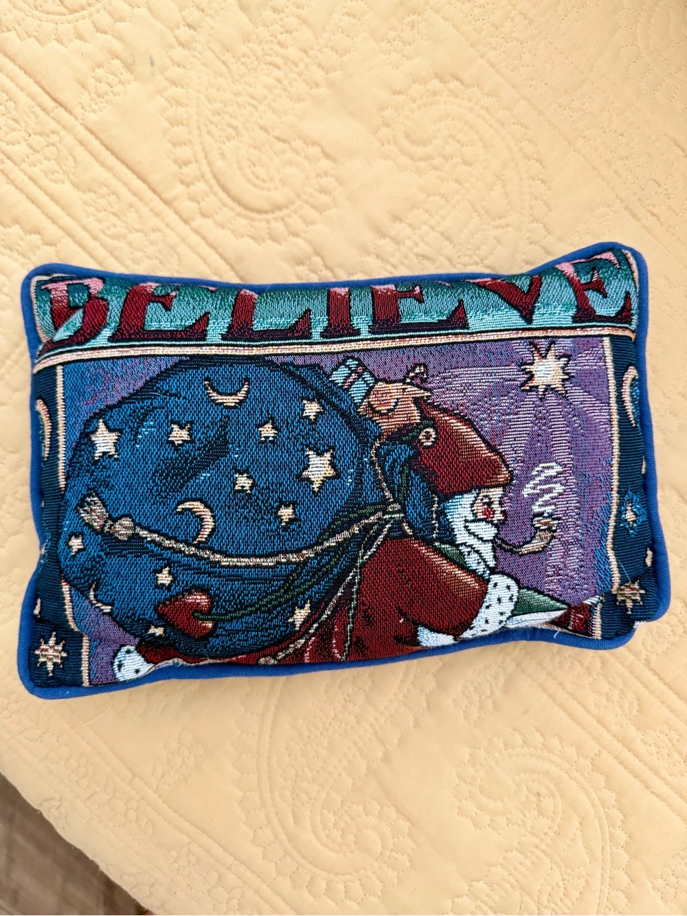 Mary Engelbreit 'Believe' Holiday Accent Pillow - Blue & Red